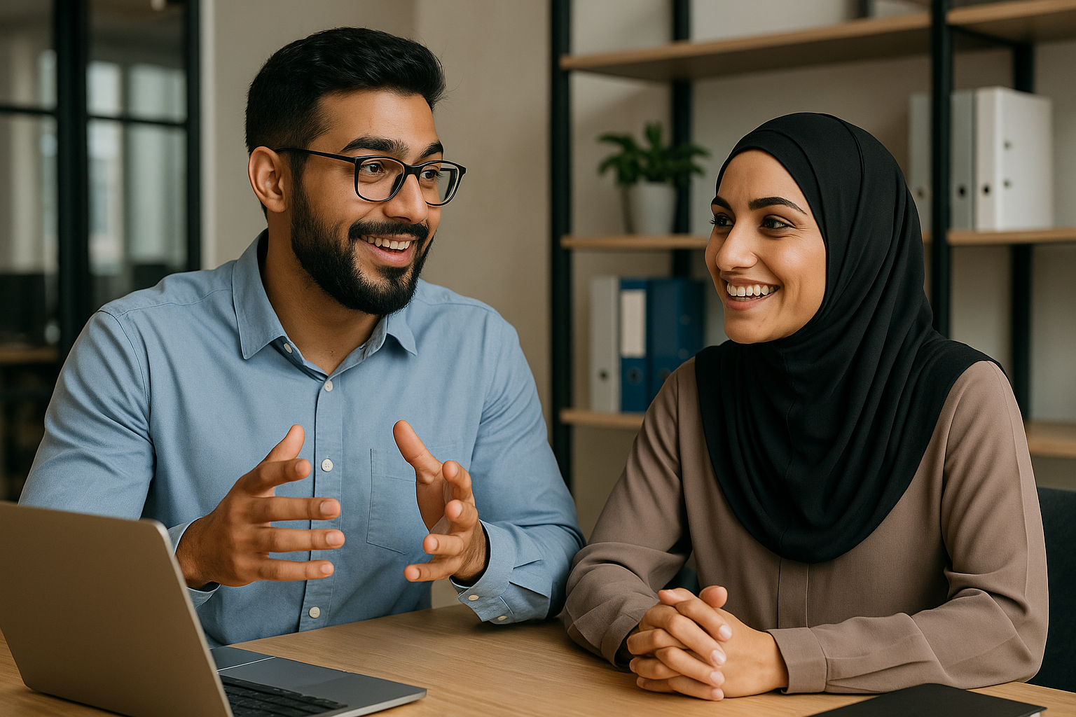 Muslim tech professionals collaborating